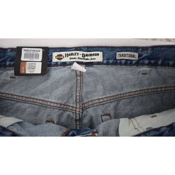 Harley Davidson 99024-07VM Men's Sz 42x34 Blue Original Traditional Denim Jeans - Picture 3 of 9